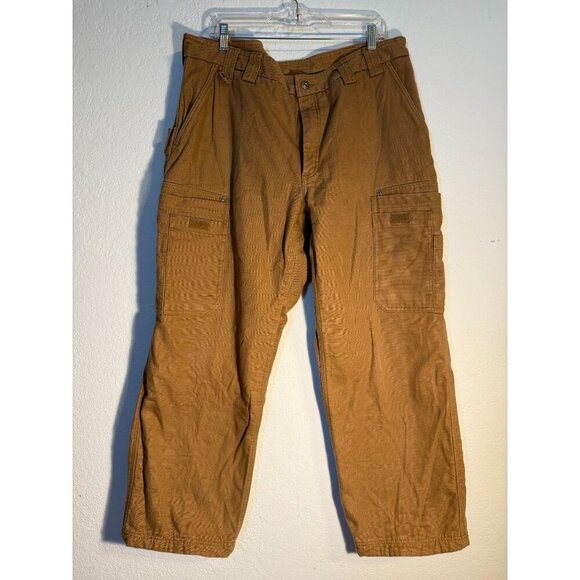 Duluth Trading Co Brown Cargo Work Pants 40x30 100% Cotton Shell - Picture 1 of 5